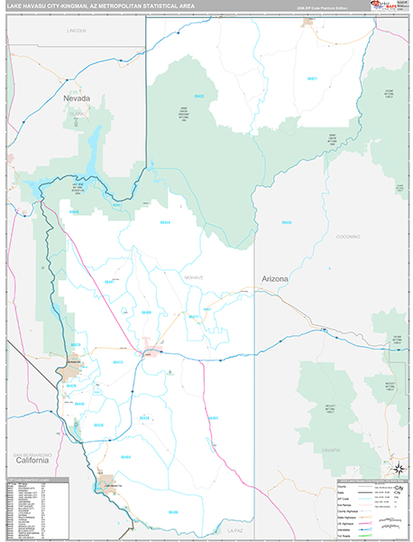 Lake Havasu City-Kingman, AZ Metro Area Wall Map